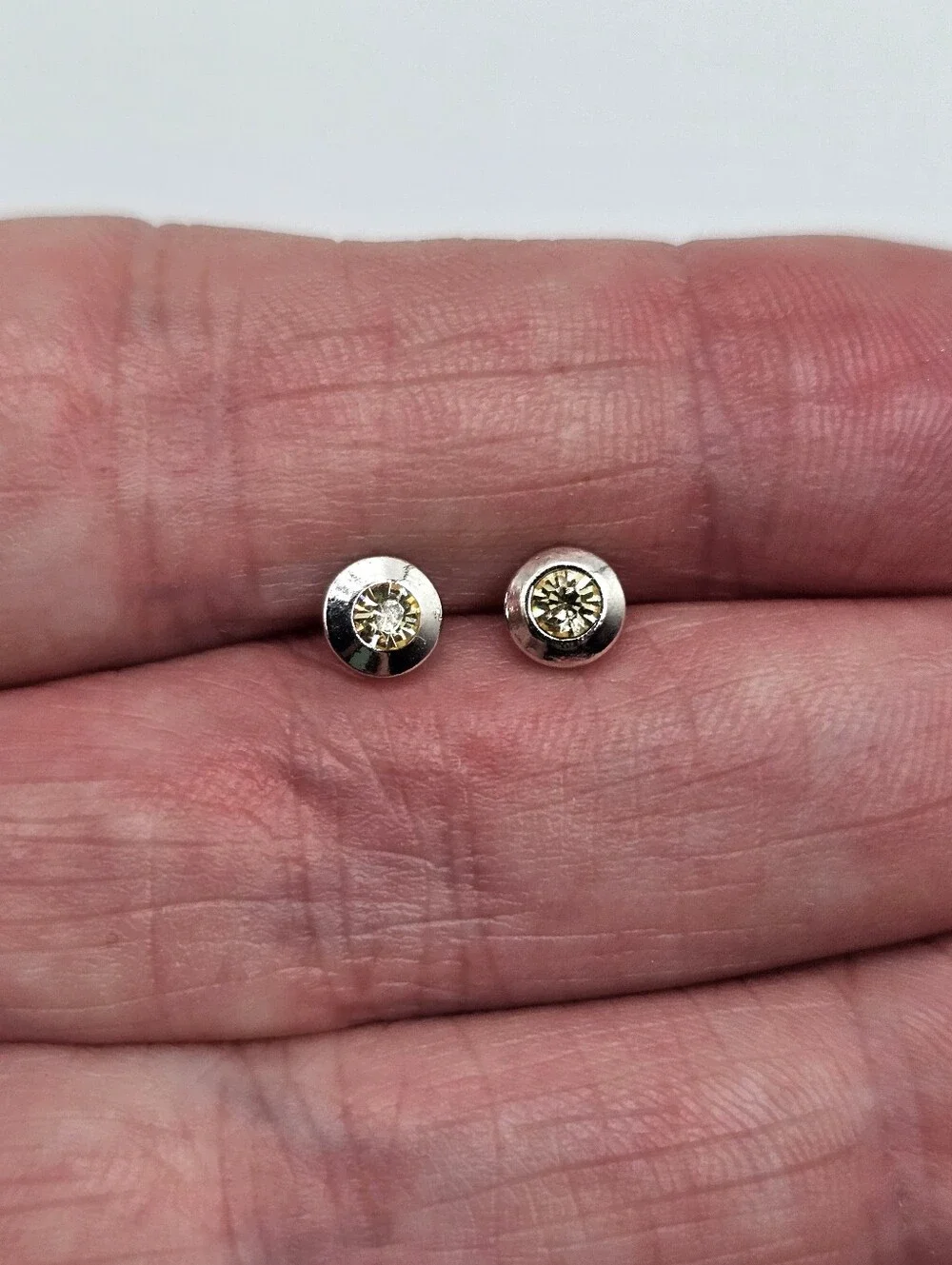 Austrian Crystal Round Light Yellow Stud Earrings